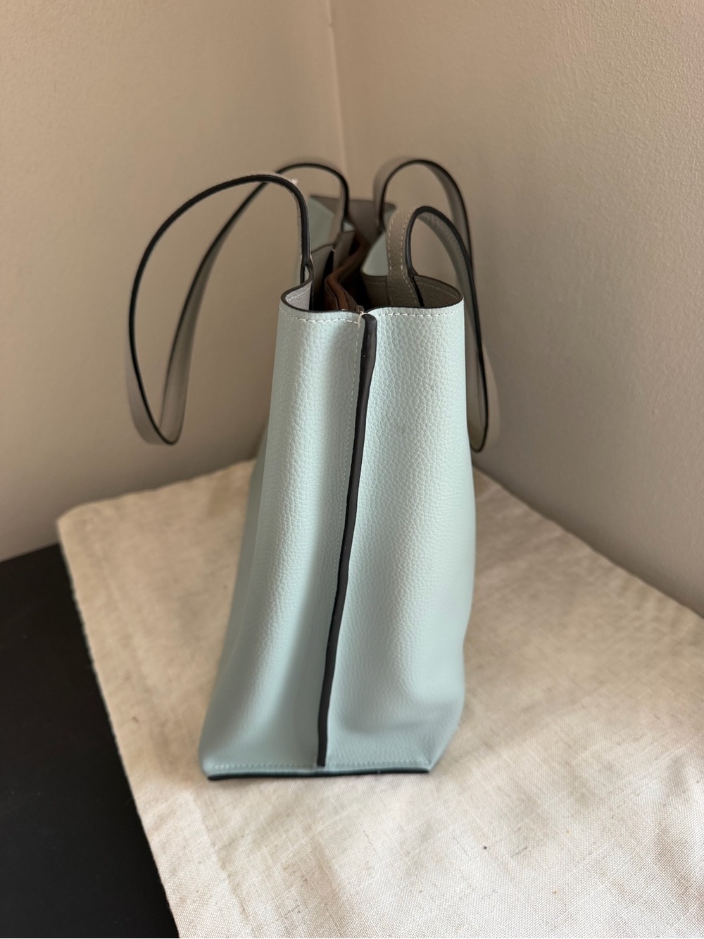 Coach Willow Aqua Blue Colorblock Leather Tote Bag - Picture 4 of 11